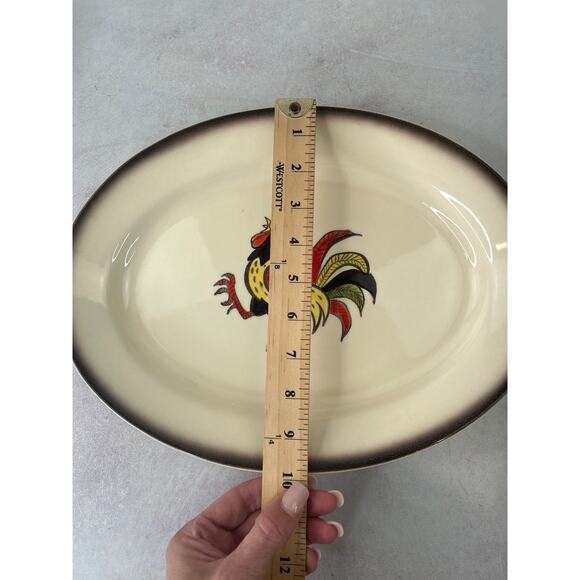 MCM‎ Merlot Poppy Trail Red Rooster Oval Serving Platter 13.5 inches long - Picture 6 of 8